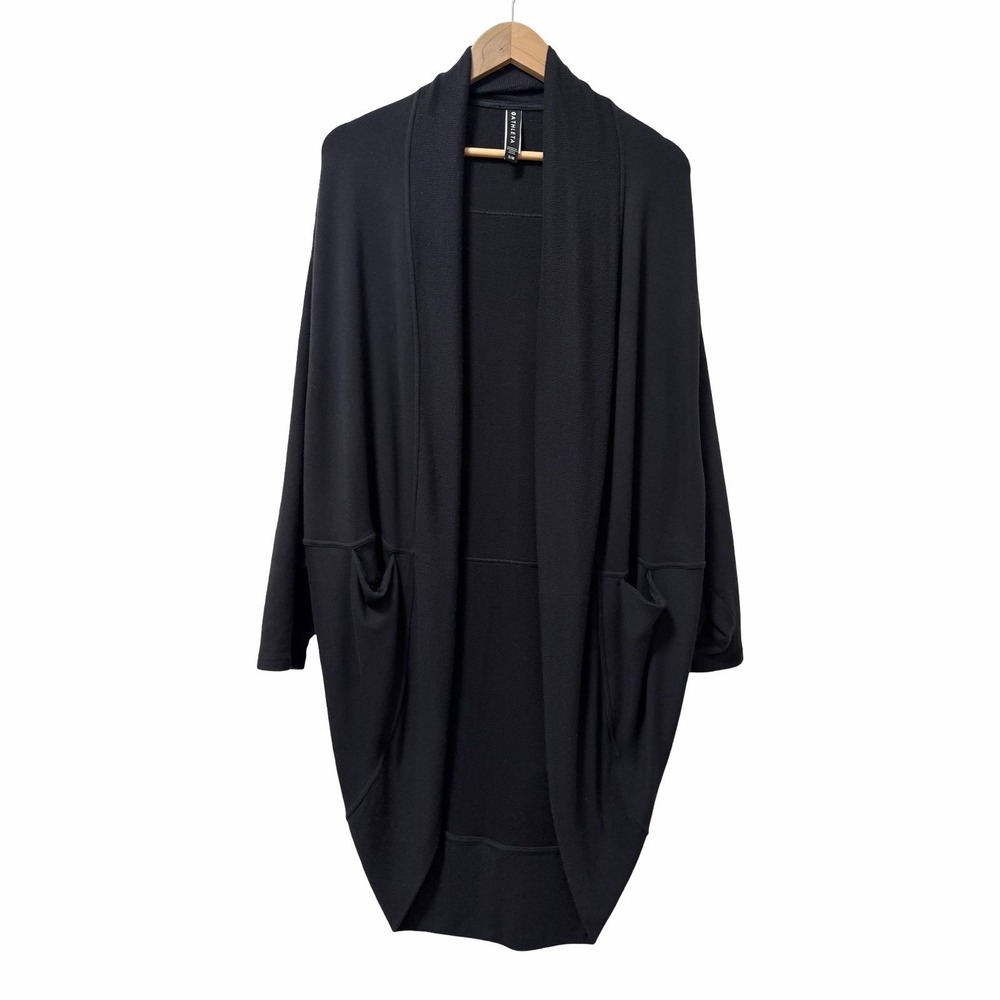 Athleta Womens Ethereal Cocoon Wrap Open Front Cardigan Size S/M Black Lounge